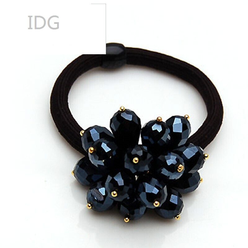 idg水晶花发圈头花头扣韩版个性弹力发扣发束水晶头饰