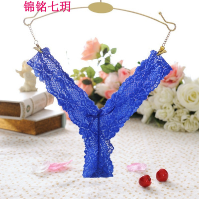 锦铭七玥透明低腰性感镂空女士内裤 无痕诱惑三角裤 蕾丝丁字裤