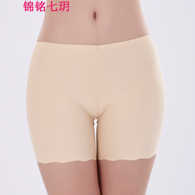 锦铭七玥新款安全裤冰丝荷叶边无痕防走光安全裤女 春夏款女薄款三分内裤