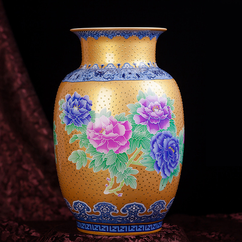 景德镇陶瓷器花瓶现代中式客厅家居饰品珐琅彩大花瓶花插电视柜摆件
