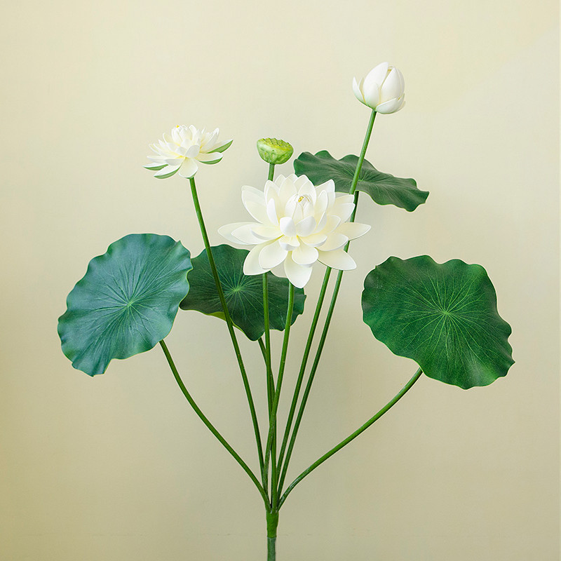 舒厅创意家居仿真荷花荷叶睡莲花供佛塑料假绢花客厅落地花艺鱼水池