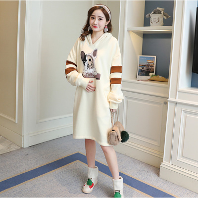 孕妇连衣裙冬装韩版时尚款宽松上衣2017秋冬新款潮妈中长款孕妇装