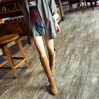 长筒靴子女冬新款韩版百搭磨砂高筒靴显瘦粗高跟骑士长靴