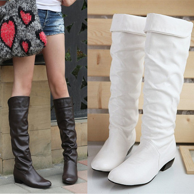 春秋季新款高筒靴骑士长靴及膝靴韩版平底学生棉靴大码女靴子