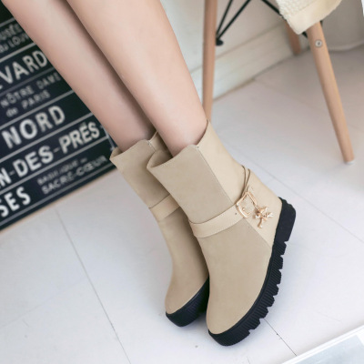 秋季新款平底内增高拼接短靴单靴女靴女式鞋子冬靴女士靴子