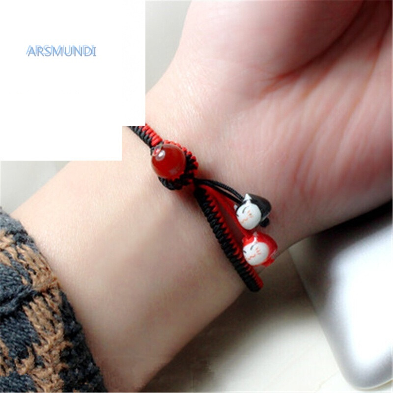 arsmundi猫舍红绳手链女男情侣一对可刻字情人节礼物手绳