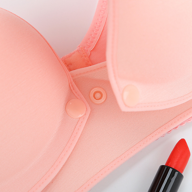 qmsy新款无钢圈哺乳文胸薄款前开扣式喂奶内衣怀孕期孕妇胸罩