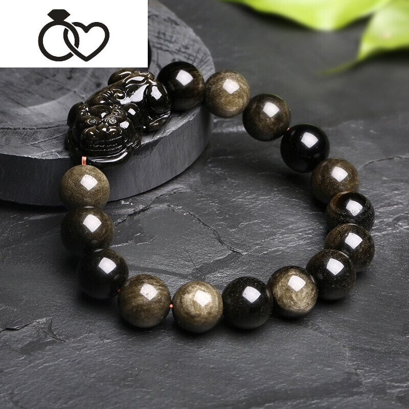 jinglan-金耀石手链金光闪闪金曜石独角貔貅手链新年礼物