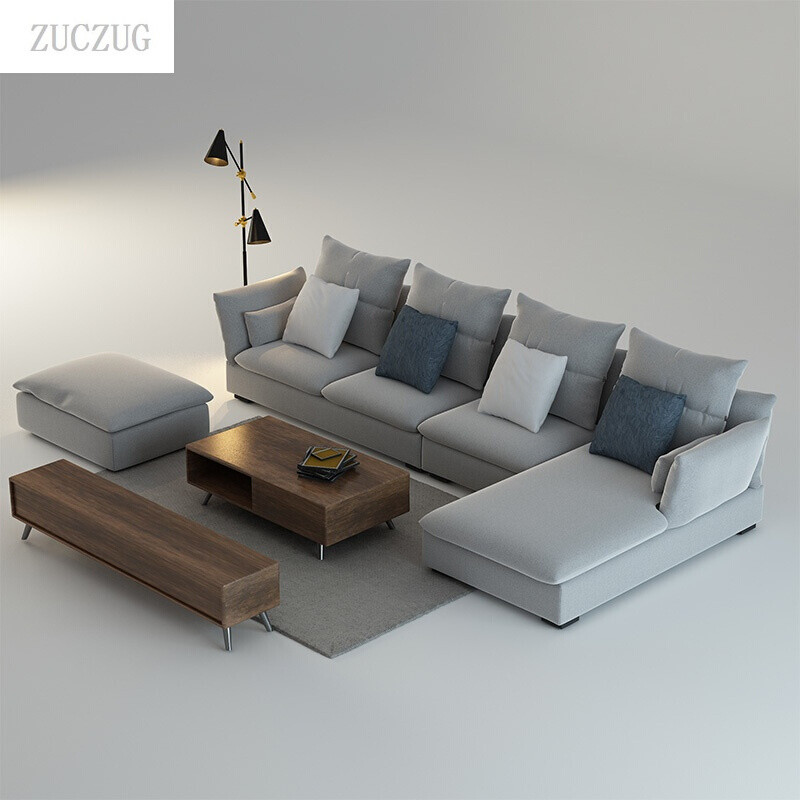 zuczug北欧布艺沙发组合可拆洗简约现代l型转角沙发客厅家具