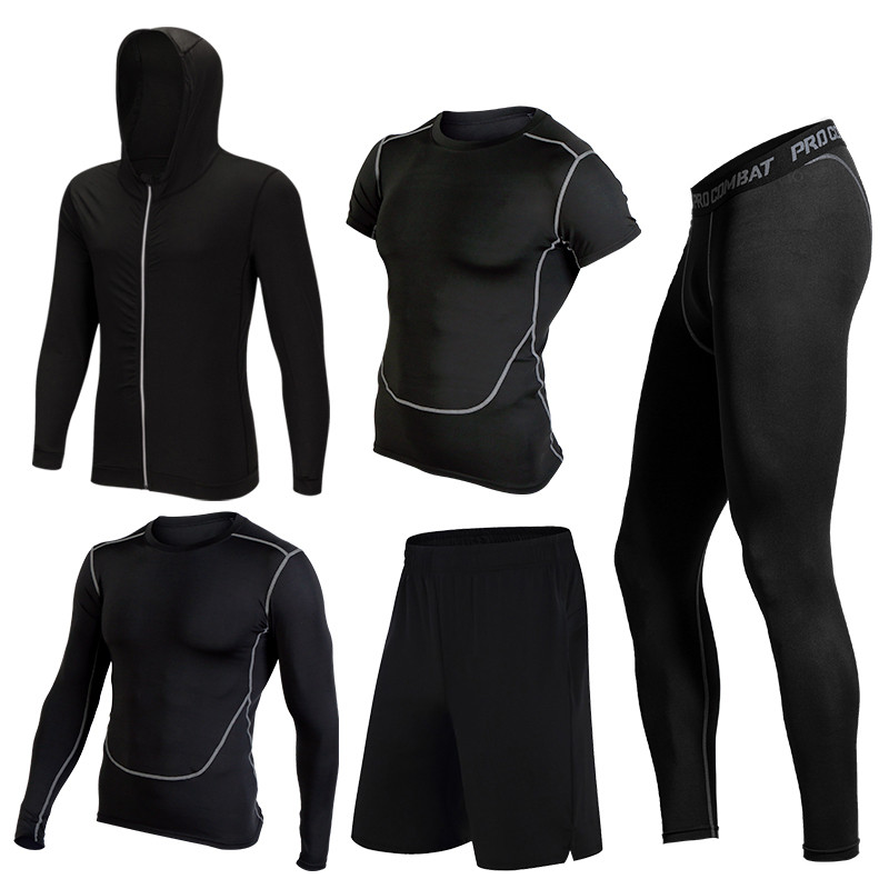 健身男速干紧身衣健身服跑步篮球训练服健身房速干衣运动套装