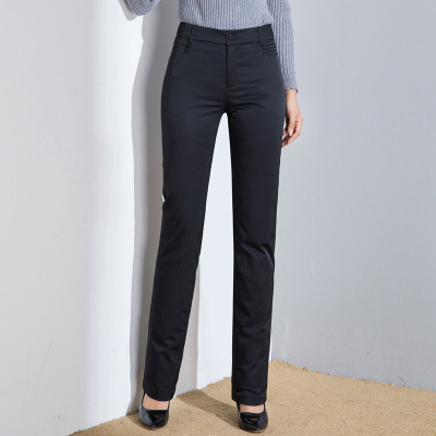 新款加厚羽绒裤女外穿显瘦冬季保暖可拆卸休闲直筒棉裤黑色