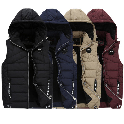 棉马甲男冬季羽绒棉保暖2017新款无袖外套秋冬款连帽坎肩加厚马褂