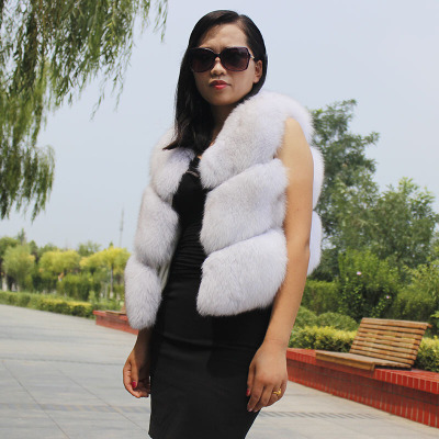 新款秋冬真狐狸毛皮草女短款毛毛小马甲背心马夹外套