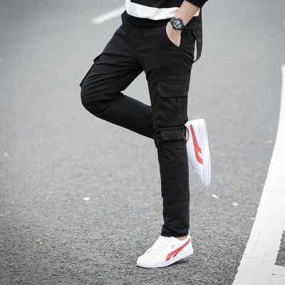 羽绒裤男冬天工装裤子厚款宽松短裤男式多口袋长裤户外休闲运动型黑色多袋羽绒裤