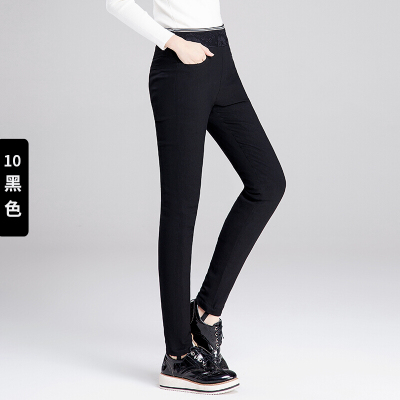 女裤黑色高腰羽绒裤女外穿加厚冬季新款松紧腰打底裤子黑色