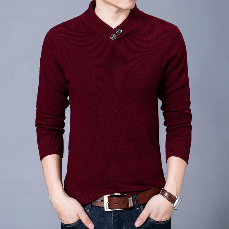 男装2017秋冬新款毛衣加厚羊毛毛衣v字领男式羊毛衫