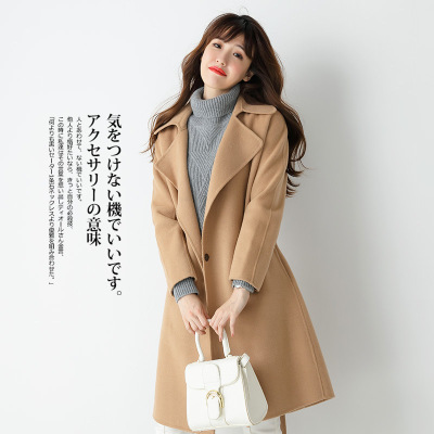 秋冬新款韩版双面呢大衣女羊绒大衣羊毛毛呢外套时尚修身长款
