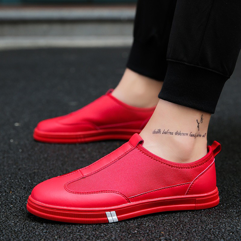 新款帆布鞋男红色板鞋学生百搭时尚潮男鞋子布鞋社会小伙