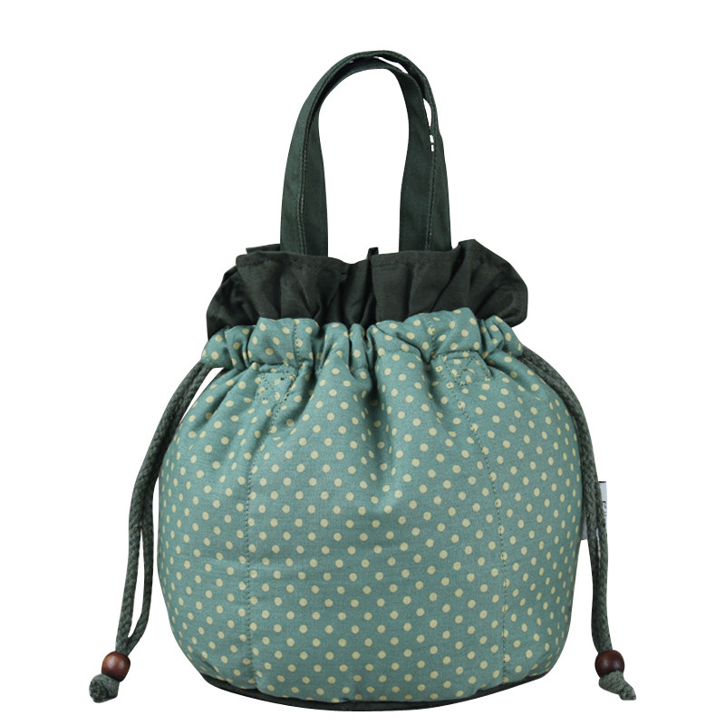 布艺女小布包小手拎包手提包复古花边甜美迷你束口抽绳包