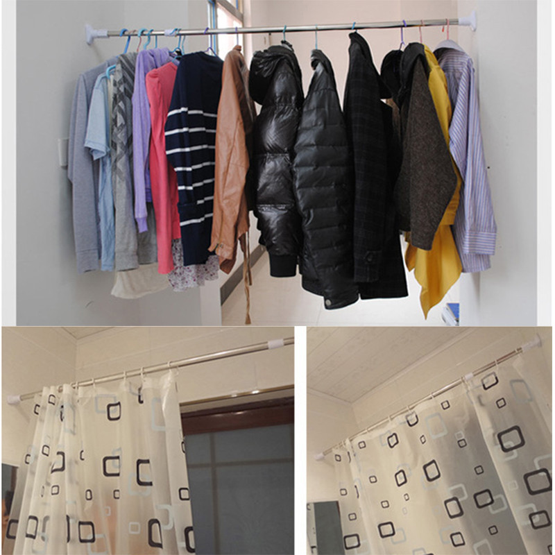 卫生间浴室浴帘杆伸缩杆免打孔直杆型不锈钢晾衣杆子简易窗帘撑杆