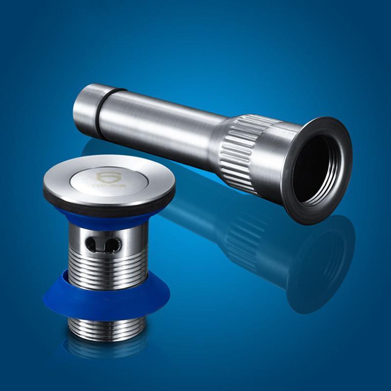 洗脸盆下水管浴室柜不锈钢带溢水孔排水口下水器防臭下水管-【钢弹跳