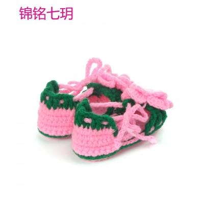 锦铭七玥婴幼儿童 手工编织婴儿软底学步鞋 宝宝花朵毛线鞋鞋袜