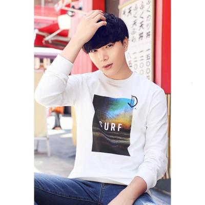 2018冬季新款男士长袖卫衣韩版时尚修身圆领套头打底上衣