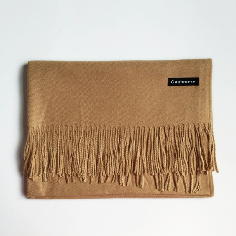秋冬男女纯色卡其浅驼色杏色米色仿羊绒披肩加长情侣羊绒围巾两用