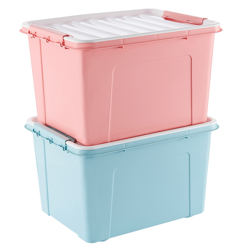 2个装大号塑料收纳箱 有盖整理箱衣服储物箱子儿童玩具收纳盒