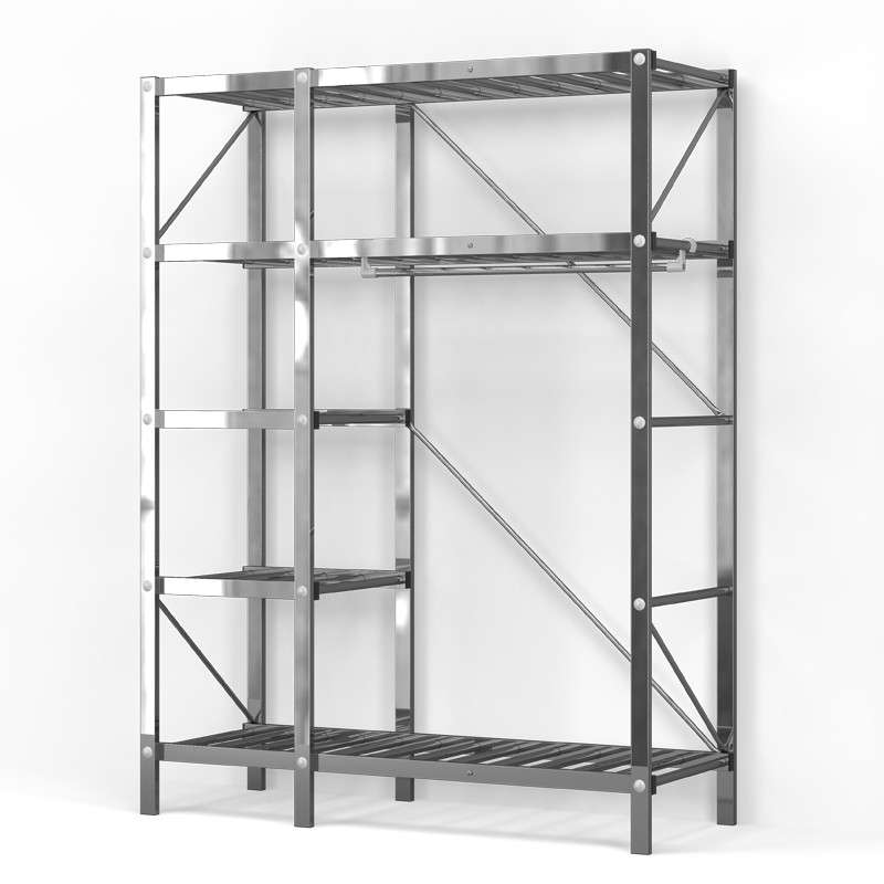 折叠拼装螺丝加密不锈钢架简易布衣柜加厚牛津布拉链门帘衣橱