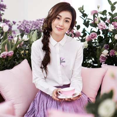 新款式2021秋装新款复古宽松长袖衬衫女上衣纯棉白色百搭打底衬衣-定制款