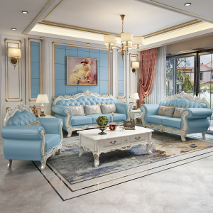 米括(MIKUO)简约法式沙发欧式客厅家具真皮大户型四人位转角123沙发组合