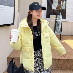 反季韩版加厚冬季克莱茵蓝面包服短款棉衣女式连帽学生保暖外套