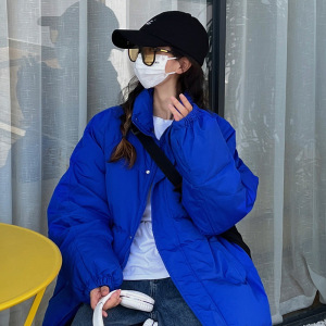 女式韩版宽松立领面包服冬季大码时尚简约棉服外套