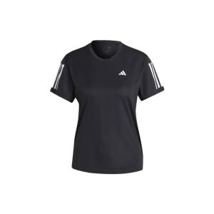 Adidas阿迪达斯 Own the Run Tee 条纹Logo印花速干跑步圆领短袖 T恤 女款 黑色 IC5188