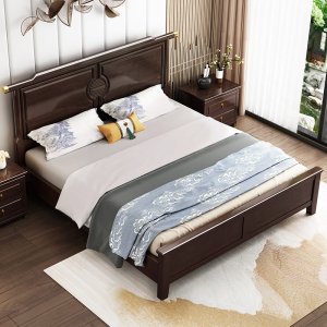 宜木雅居 新中式实木床现代双人简约床1.8米主卧双人婚床1.5米床小户型家具