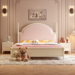 宜木雅居 法式奶油风主卧室床双人床全实木公主床白色现代简约轻奢1.8米床