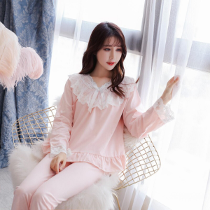 波迷娜(BOMINA)韩版睡衣女大码学生长袖套装可爱公主风服秋季季外穿