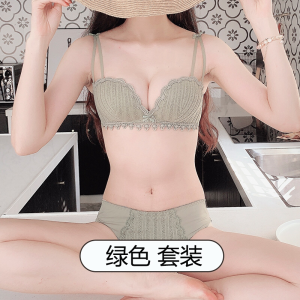 波迷娜(BOMINA)大学生无钢圈美背聚拢裹胸舒适内衣小胸聚拢内衣女无钢圈调整型胸罩少女甜美大学生文胸衣内裤一套装