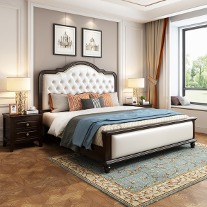 实木床美式床1.8米双人床轻奢主卧公主床欧式床1.5m 现代简约婚床