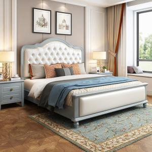 美式实木床双人床1.8米主卧现代简约1.5m欧式婚床软包公主轻奢床