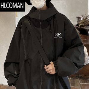 HLCOMAN三合一机能外套男新款连帽夹克户外防风潮牌工装登山服