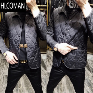 HLCOMAN208男士新款薄款棉服翻领衬衫领棉衣冬季商务休闲上衣外套男