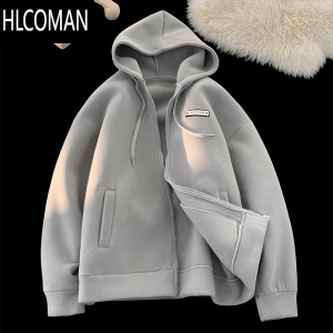 HLCOMAN500g双面绒棉衣外套男冬季加绒加厚卫衣美式潮牌棉服夹克