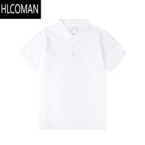 HLCOMAN230gpolo衫纯黑色翻领商务短袖男士夏季T恤复古纯色休闲