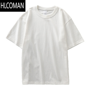 HLCOMAN三本针 400g短袖凉感T恤男士夏季纯色打底衫美式白色体恤