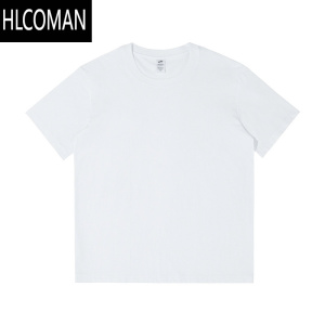 HLCOMAN230g新疆精梳棉短袖t恤男女夏宽松纯白2025新款
