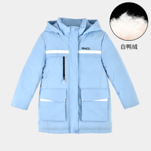 [1件3.5折:332元]铅笔俱乐部秋冬新品女童羽绒服中大童加厚中长款外套儿童上衣