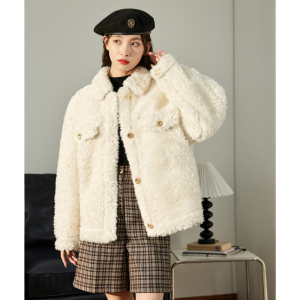 [3件8.5折]唐狮奶fufu仿羊羔绒外套女冬季年新款加厚今年流行漂亮外套K