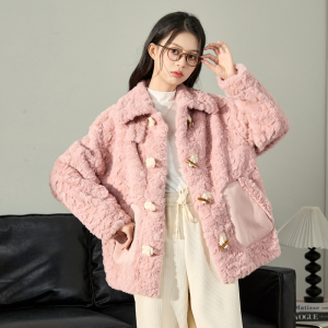 [3件8.5折]唐狮奶fufu仿羊羔绒外套女冬季年新款加厚今年流行漂亮外套K